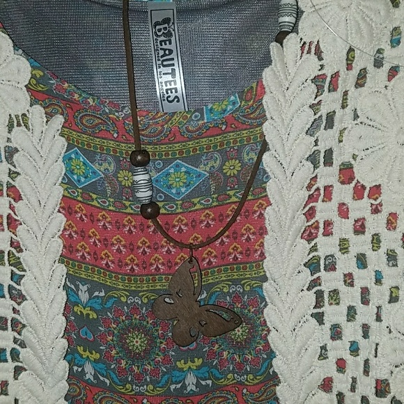 *TODAY ONLY SALE**NWT**2-Pc shirt vest W/necklace - Picture 2 of 4